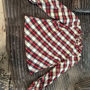 J. Crew Plaid Blouse in Red, Blue, and Cream